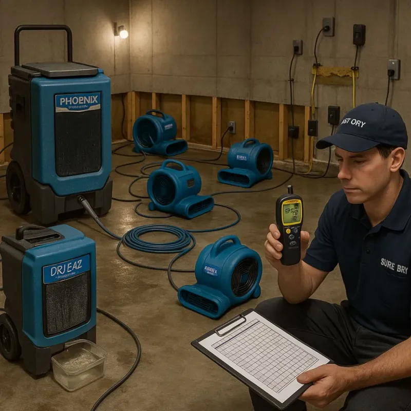 Structural Drying and Dehumidification process in Washington County, TX